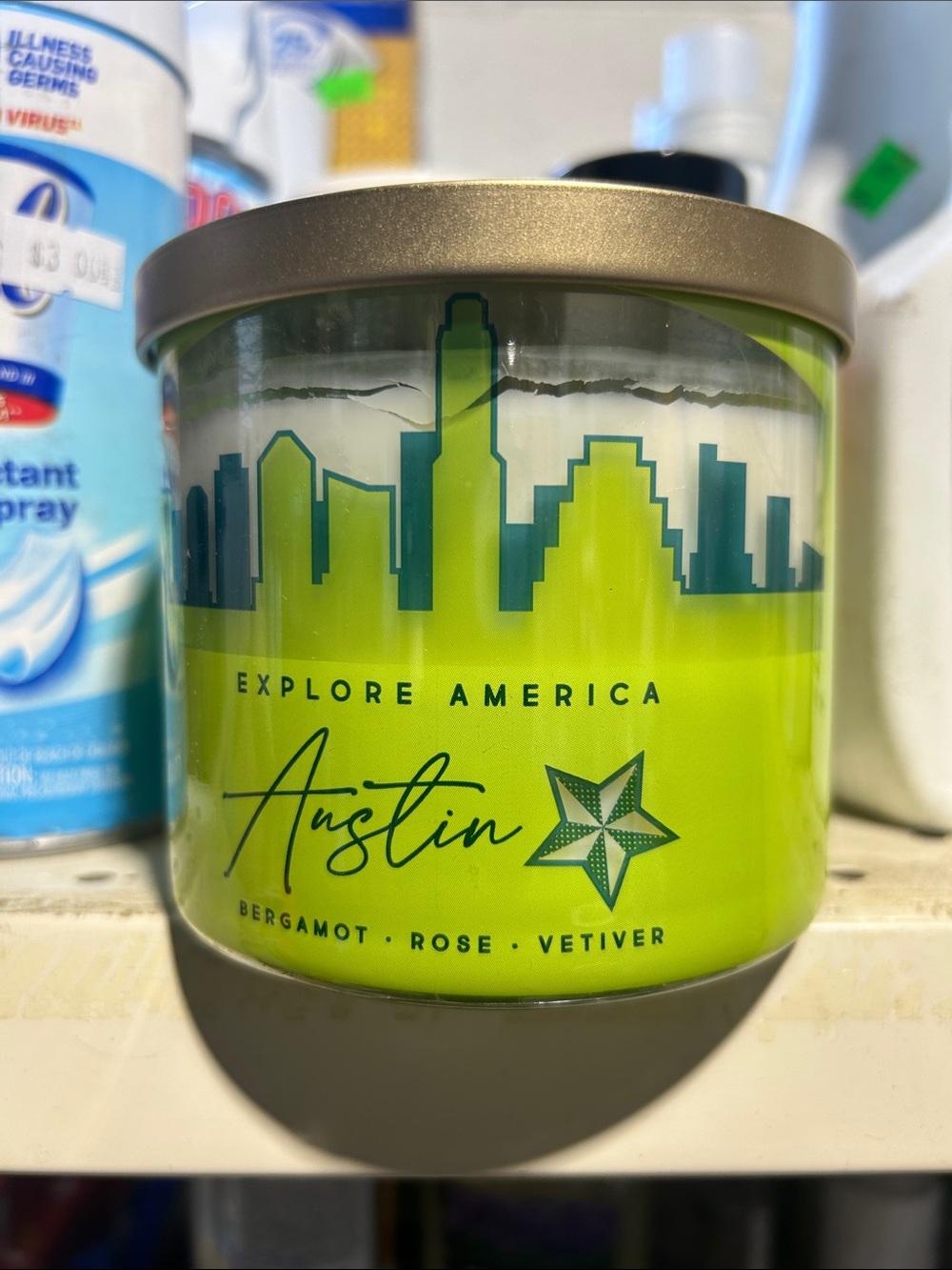 Mainstays 3-Wick Austin Scented Candle - Green/blue